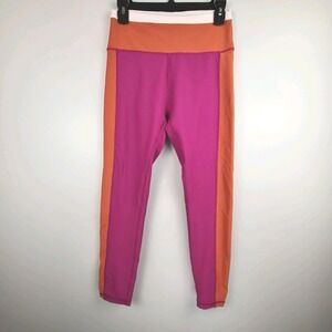 Wilo Australian Brand Women's Crop Leggings Active Pink Orange Large Color Block